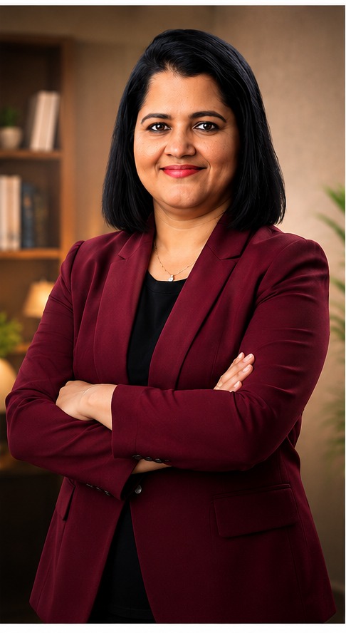 Shobha Raj, Psychology-based English Confidence Coach, standing with arms crossed